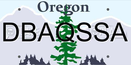DBAQSSA Oregon License Plate