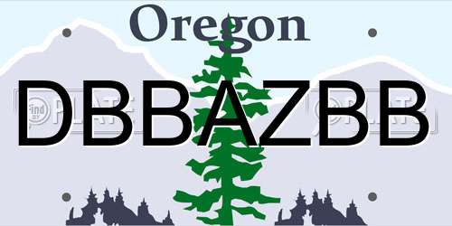 DBBAZBB Oregon License Plate