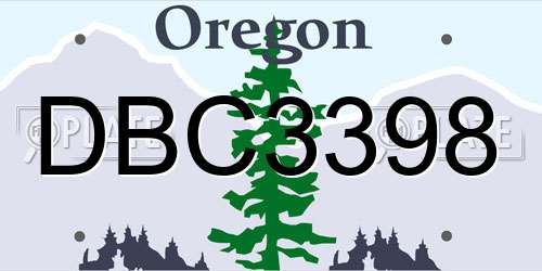 DBC3398 Oregon License Plate