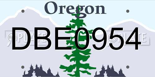 DBE0954 Oregon License Plate