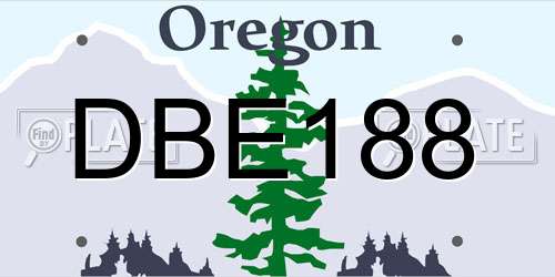 DBE188 Oregon License Plate