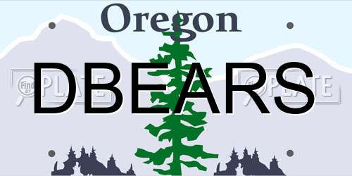 DBEARS Oregon License Plate