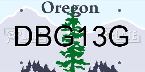 DBG13G Oregon License Plate