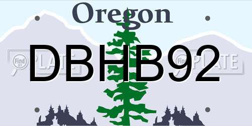 DBHB92 Oregon License Plate