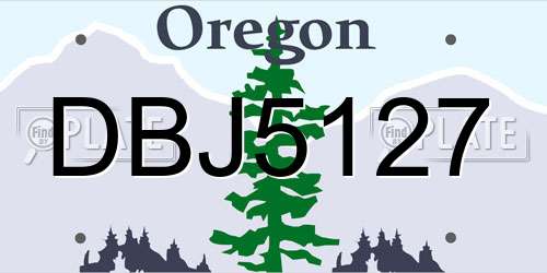 DBJ5127 Oregon License Plate