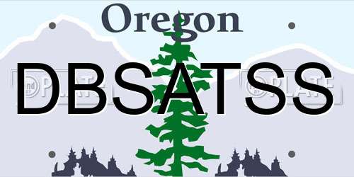 DBSATSS Oregon License Plate