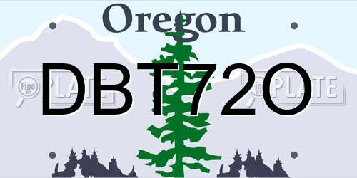 DBT72O Oregon License Plate