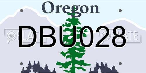 DBU028 Oregon License Plate