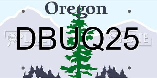 DBUQ25 Oregon License Plate