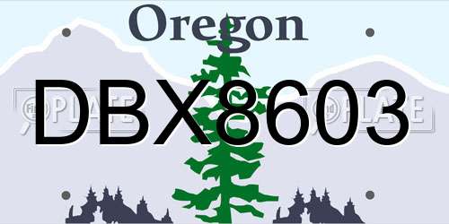 DBX8603 Oregon License Plate