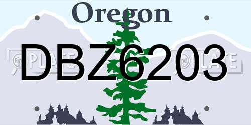 DBZ6203 Oregon License Plate