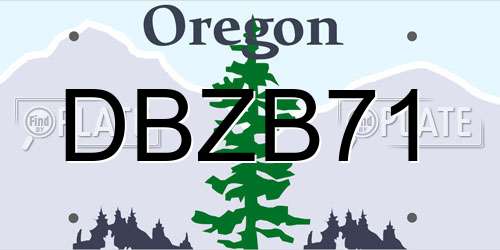 DBZB71 Oregon License Plate