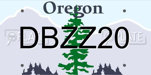 DBZZ20 Oregon License Plate