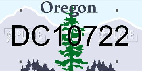 DC10722 Oregon License Plate