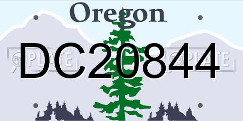 DC20844 Oregon License Plate