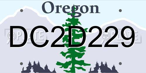 DC2D229 Oregon License Plate