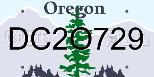 DC2O729 Oregon License Plate