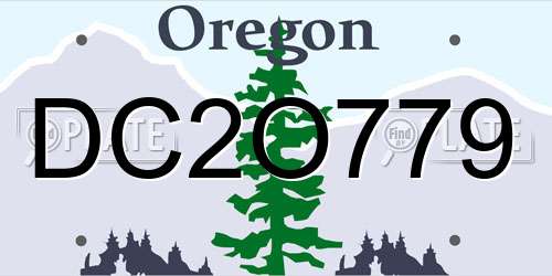 DC2O779 Oregon License Plate