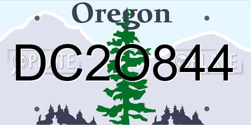 DC2O844 Oregon License Plate