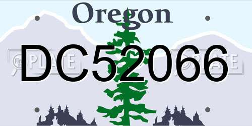 DC52066 Oregon License Plate