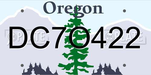 DC7O422 Oregon License Plate