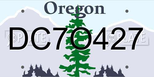DC7O427 Oregon License Plate