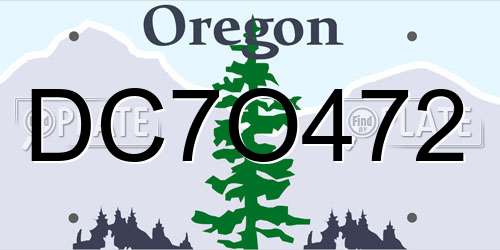 DC7O472 Oregon License Plate