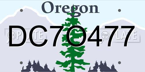 DC7O477 Oregon License Plate