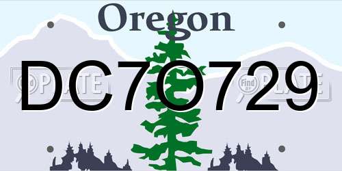 DC7O729 Oregon License Plate