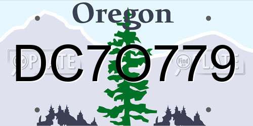 DC7O779 Oregon License Plate