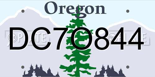 DC7O844 Oregon License Plate