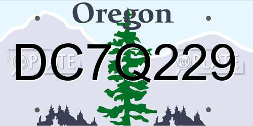 DC7Q229 Oregon License Plate