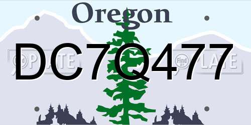 DC7Q477 Oregon License Plate
