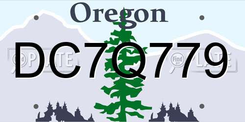 DC7Q779 Oregon License Plate