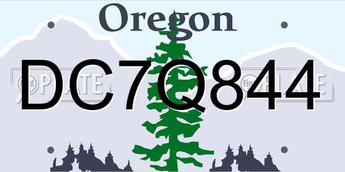 DC7Q844 Oregon License Plate
