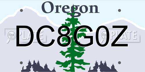 DC8G0Z Oregon License Plate