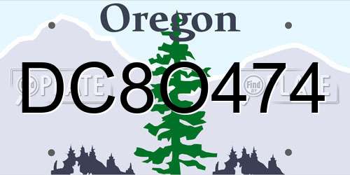 DC8O474 Oregon License Plate