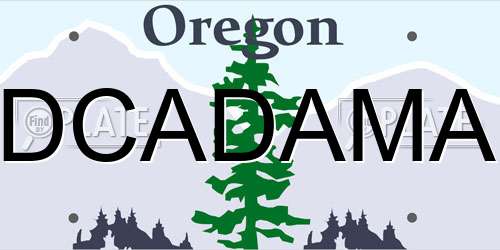 DCADAMA Oregon License Plate