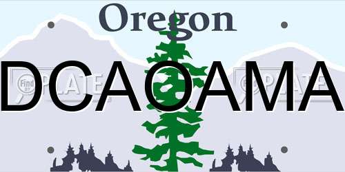DCAOAMA Oregon License Plate