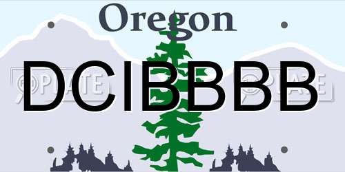 DCIBBBB Oregon License Plate