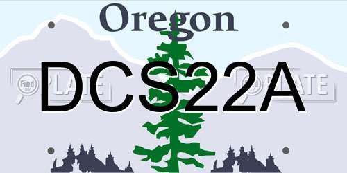 DCS22A Oregon License Plate