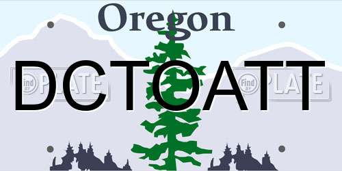 DCTOATT Oregon License Plate