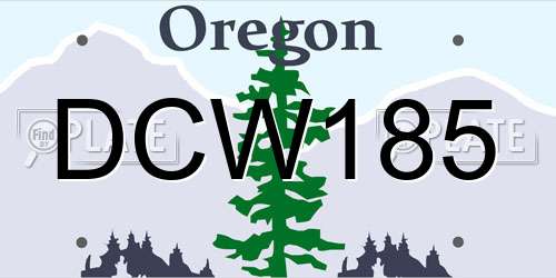 DCW185 Oregon License Plate