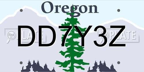 DD7Y3Z Oregon License Plate