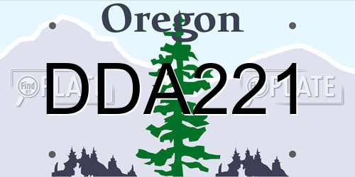 DDA221 Oregon License Plate