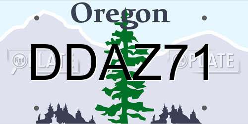 DDAZ71 Oregon License Plate