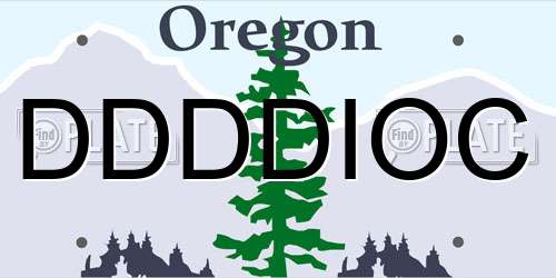 DDDDIOC Oregon License Plate