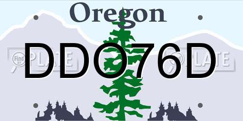 DDO76D Oregon License Plate