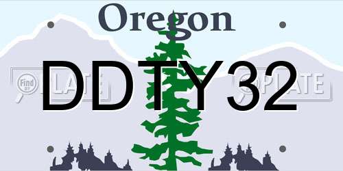 DDTY32 Oregon License Plate