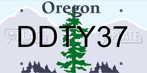 DDTY37 Oregon License Plate